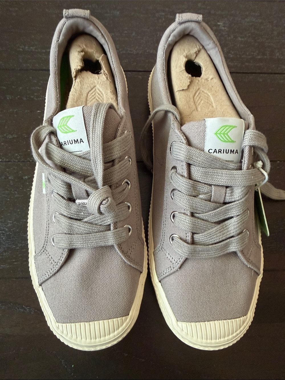 Cariuma Taupe Canvas Low-Top Sneakers